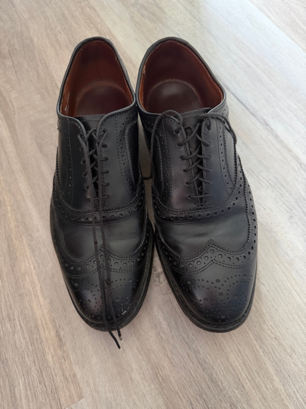 Allen Edmonds black McAllister wingtip Oxford dress shoes size 7 EEE wide - Picture 2 of 12